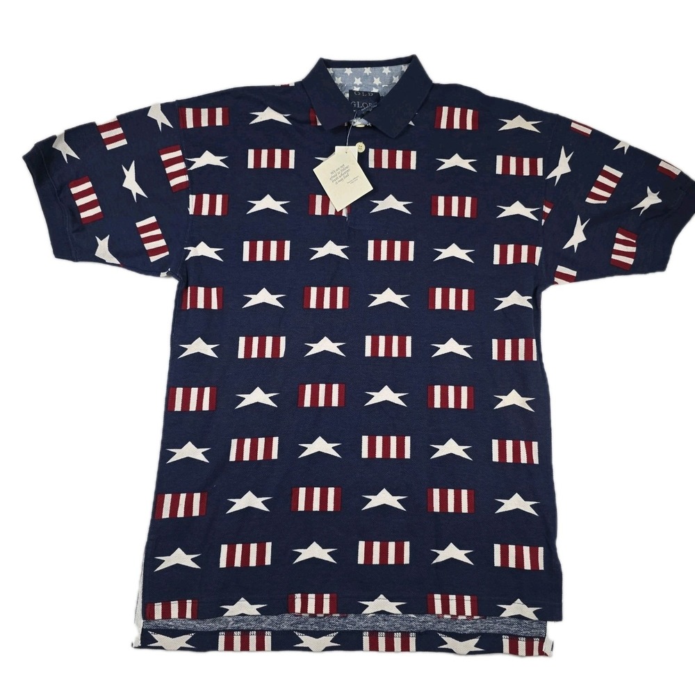 Old Glory Vintage Golf‎ Polo Shirt Men's Size Medium Stars Stripes USA New